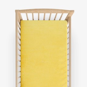 Goldea nem áteresztő frottír matracvédő kiságyba - sárga 60 x 120 cm