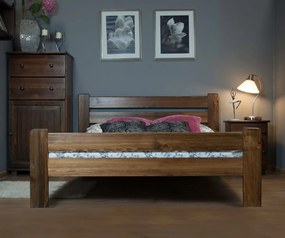 AMI nábytek Fenyőfa ágy Neli 140x200 cm, dió színben