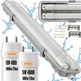 Hermetikus lámpatest 120cm 36W 3600lm 4000K+ 2x Led fénycső Vízálló