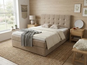 Kárpitozott boxspring ágy DIRELIS TRINITY 180x200 cm bézs Matrac: Bonell rugós matrac