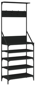 fekete ruhafogas cipőpolccal 70x34x184 cm