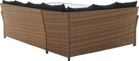 Kerti rattan szett, világosbarna/fekete, MADUL