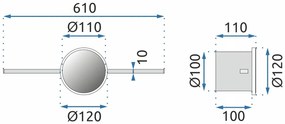 TÜKÖR fölötti LED lámpa Rea 60CM APP849-1W ROUND BLACK