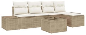 vidaXL Kerti Kanapé Szett párnával 5 pcs Beige és krém polirattan