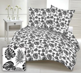 MONSTERA SHEET BLACK krepp ágynemű DeLuxe Ágynemű mérete: 140x200 cm, A csomag tartalma: Készletcsomagolás