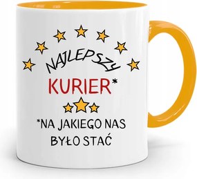 Sárga Bögre Futárnak Legjobb Futár Ajándék nyomtatott fényképpel