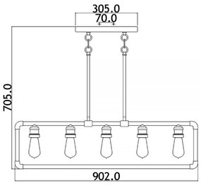 Kichler KL-IMAHN-ISLE - Csillár rúdon IMAHN 5xE27/60W/230V