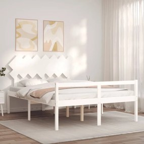 fehér tömör fa ágy időseknek fejtámlával King Size