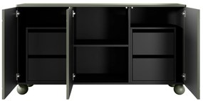 Sonatia II háromajtós komód, négy rejtett fiókkal - 150 cm - oliva színű