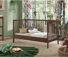 Barna bükkfa babaágy levehető oldallal-állítható magassággal 70x140 cm Dino – Vipack