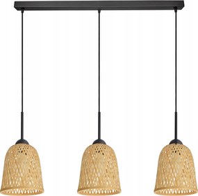Mennyezeti Lámpa Függő Bambusz Fonott Boho Természetes 582-BZ3 Led Fekete