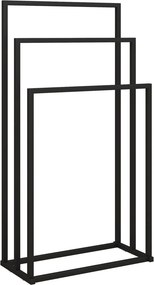 HOMCOM Álló törölközőtartó 3 rúddal, acél törölközőlétra 45 x 21,5 x 85 cm fekete