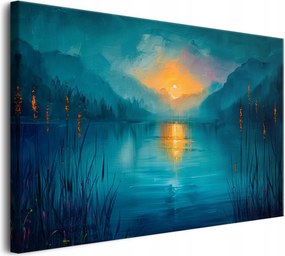 Modern falikép a hálószobába Sötétkék Tájkép Tó Tájkép