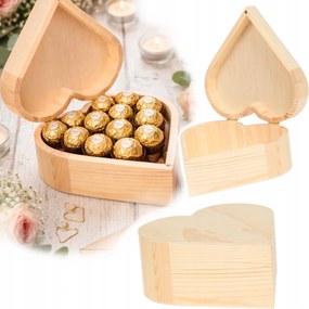 Fából készült ékszerdoboz Szív csokoládé mágneses Diy doboz