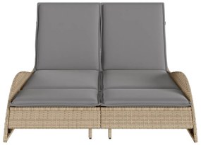 bézs polyrattan napozóágy párnákkal 114x205x73 cm