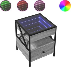vidaXL szürke sonoma végtelen hatású LED-es éjjeliszekrény 40x40x51 cm