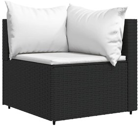 4 részes fekete polyrattan kerti ülőgarnitúra párnákkal