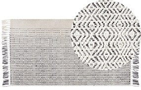 Fehér és szürke gyapjúszőnyeg 80 x 150 cm OMERLI Beliani