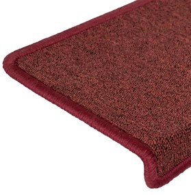15 db lépcsőszőnyeg 65 x 21 x 4 cm bordó téglalap alakú széllel