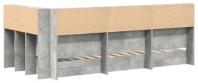 Könyvespolcos ágy Beton szürke 75x190 cm Mérnöki fa