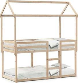 vidaXL tömör fenyőfa ágy emelettel és tetővel 80 x 200 cm