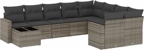 vidaXL 10 részes szürke polyrattan kerti ülőgarnitúra párnákkal