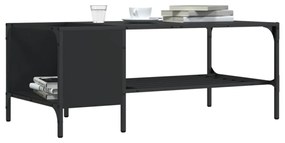 fekete szerelt fa dohányzóasztal állvánnyal 100 x 51 x 40 cm
