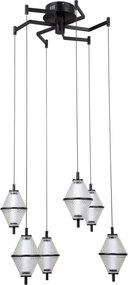 ITALUX PND-34395-6-BK FUENTE Többágú Függesztett Lámpa Króm, Matt Fekete, Átlátszó LED IP20