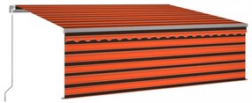 narancssárga-barna kézzel kihúzható LED-es napellenző 4 x 3 m