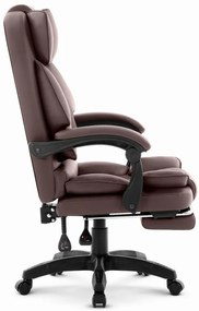 HC-1031 ergonomikus irodai szék öko-bőrből, lábtartóval - barna színben