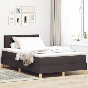 Box Spring Ágy Matraccal &amp; LED Sötétbarna 120x200 cm Szövet