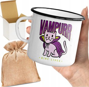 Bögre_emalinozott Vampurr Nine Lives Macska Vámpír Aranyos Vicces Macska Nyomtatás