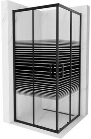 Mexen Rio négyzet alakú zuhanykabin 90 x 90 cm, fekete csíkok, fekete - 860-090-090-70-20