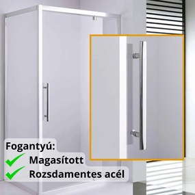 Stuxi Torino 70x90 aszimmetrikus szögletes nyílóajtós zuhanykabin 6 mm vízlepergető biztonsági üveggel, króm elemekkel, 200 cm magas
