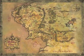 Plakát The Lord of the Rings - Map of the Middle Earth, (91.5 x 61 cm)