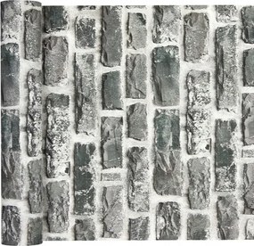 tapéta, mint egy Régi Fal, sötétszürke, grafit Színű Tégla