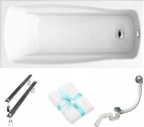 Téglalap alakú akril kád Cersanit Lana 150x70 lábszifon törölköző