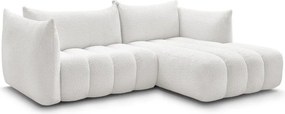 Fehér buklé sarokkanapé (jobb oldali-heverő résszel) Azra – Bobochic Paris