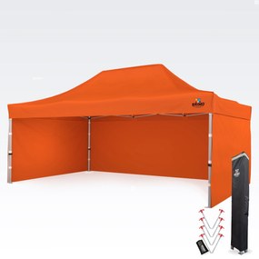 Reklámsátor 4x6 m Prémium (Alu) 3 oldallal – Gyorsan felállítható - plusz 3 oldalfal - Narancs