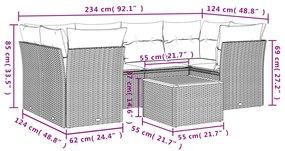 7 részes bézs polyrattan kerti ülőgarnitúra párnákkal