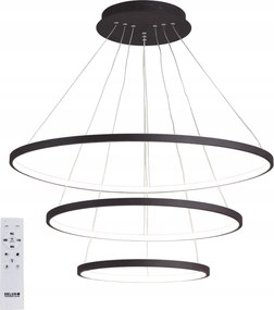 Mennyezeti LĂĄmpa 3 GyƱrƱs fekete fĂŒggesztĂ©k Led CsillĂĄr TĂĄvirĂĄnyĂtĂł 88W 20/40/60cm