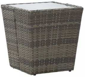 3 részes szürke polyrattan és edzett üveg bisztrószett