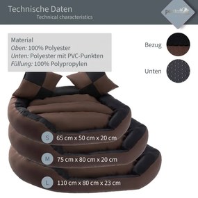 PETSTUFF® Kutyafekhely fekete/barna 110 x 80 x 23 cm