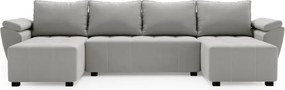 Ágyazható U alakú kanapé LIVARO 305x140 cm, világosszürke színű