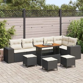 Kerti Kanapé Szett 10 pcs Fekete és Krém 110 x 55 x 71 cm