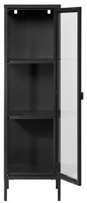 Brisbane keskeny vitrin, 1 üvegajtó, acél, fekete 40x35x140 cm