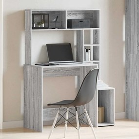 szürke sonoma színű szerelt fa íróasztal polcokkal 100x45x140cm