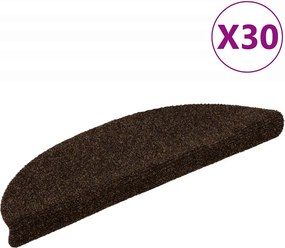 vidaXL öntapadós lépcsőszőnyegek 30 db, barna, félkör alakú, 56 x 17 x 3 cm