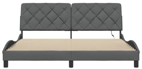 sötétszürke szövet ágykeret LED-es matrac nélkül 180 x 200 cm