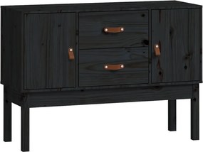 vidaXL fekete tömör fenyőfa tálalószekrény 110 x 40 x 78 cm